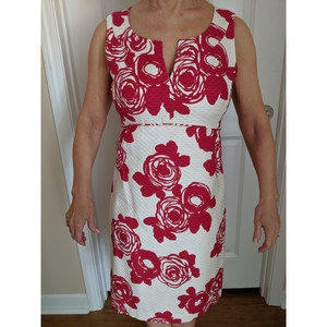 Ann Taylor Sleeveless Red Rose Summer Dres…